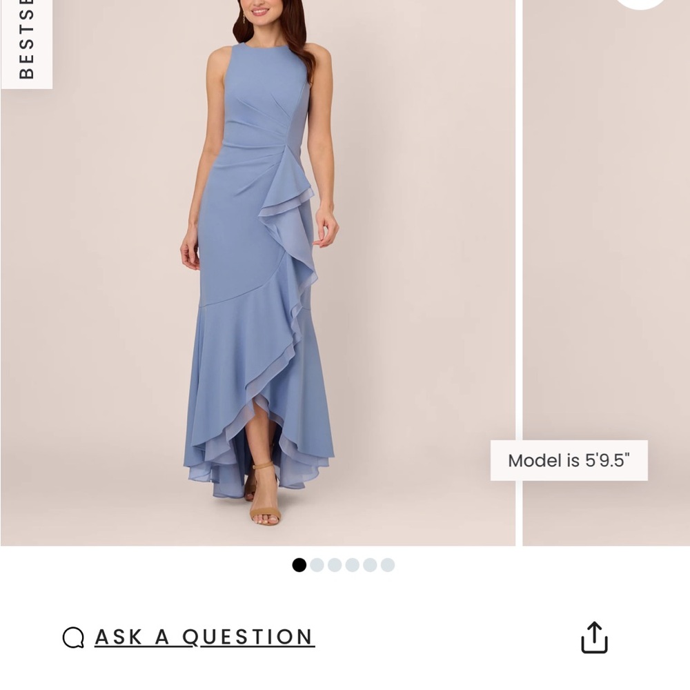 Adrianna Papell High Low Dress in Soft Blue